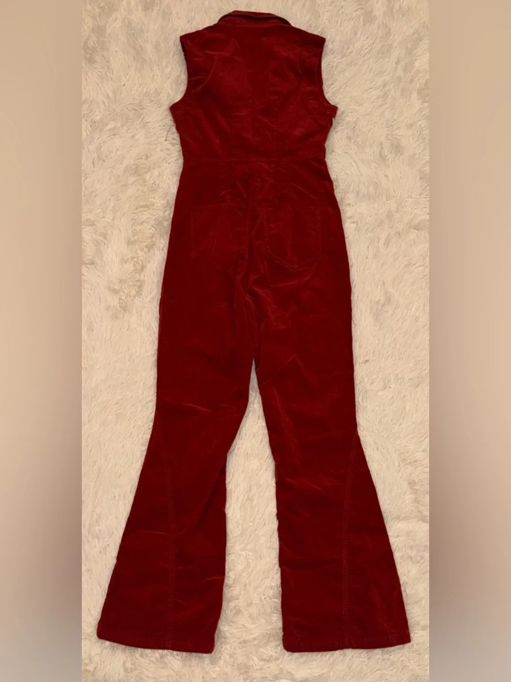 NEW FREE PEOPLE Ring the Alarm Corduroy Sleeveless collar Jumpsuit sz XS
